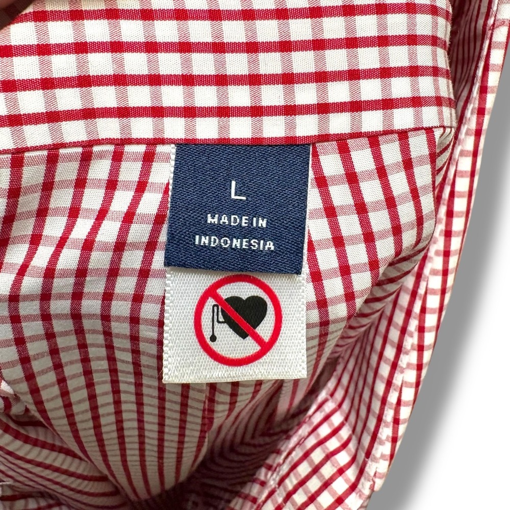MagnaReady Mens Red Gingham Magnetic Closure Long Sleeve Cotton Shirt Large - Picture 8 of 9